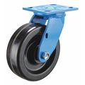 Zoro Select Swivel NSF-Listed Plate Caster, Phenolic, 8 in, 900 lb P21S-PH080D-14-BC-SS