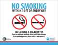 Zing No E-Cigarette Smoking Sign, Illinois, 7" H, 10" W, Plastic, Rectangle, 1851 1851
