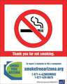 Zing No Smoking Sign, Arizona, 10" H, 7 in W, Plastic, Rectangle, English, 1845S 1845S