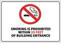 Zing No Smoking Window Decal, 5 in H, 7 in W, Plastic, Rectangle, English, 1869D 1869D