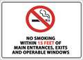 Zing No Smoking Window Decal, 5 in H, 7 in W, Plastic, Rectangle, English, 1873D 1873D
