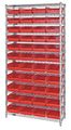 Quantum Storage Systems Steel, Polypropylene Bin Shelving, 36 in W x 74 in H x 12 in D, 12 Shelves, Red WR12-107RD