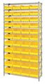 Quantum Storage Systems Steel, Polypropylene Bin Shelving, 36 in W x 74 in H x 12 in D, 12 Shelves, Yellow WR12-107YL