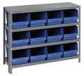 Quantum Storage Systems Steel Bin Shelving, 36 in W x 39 in H x 12 in D, 4 Shelves, Blue 1239-SB807BL