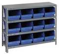 Quantum Storage Systems Steel Bin Shelving, 36 in W x 39 in H x 18 in D, 4 Shelves, Blue 1839-SB808BL