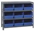 Quantum Storage Systems Steel Bin Shelving, 36 in W x 39 in H x 18 in D, 4 Shelves, Blue 1839-SB810BL