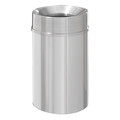Glaro 33 gal Round Trash Can, Satin Aluminum, 20" Dia, Open Top, Aluminum F2035-SA-SA