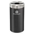 Glaro 23 gal Round Recycling Bin, Open Top, Satin Black/Satin Aluminum, Steel, 1 Openings M-1542BK-SA-R