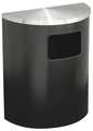 Glaro 24 gal Half-Round Trash Can, Satin Black/Satin Aluminum, 24" Dia, Open Top, Steel 2493-BK-SA