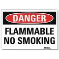 Lyle Danger No Smoking Sign, 10" H, 14 in W, Reflective Sheeting, Horizontal Rectangle, U3-1505-RD_14X10 U3-1505-RD_14X10