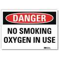 Lyle Danger No Smoking Sign, 10" H, 14 in W, Reflective Sheeting, Horizontal Rectangle, U3-1854-RD_14X10 U3-1854-RD_14X10