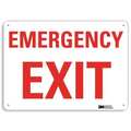 Lyle Emergency Exit Sign, English, 14" W, 10" H, Recycled Plastic, White U7-1074-NP_14X10
