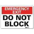 Lyle Emergency Exit Sign, English, 14" W, 10" H, Vinyl, Red, White U7-1079-RD_14X10