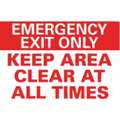 Lyle Emergency Exit Sign, English, 10" W, 7" H, Vinyl, Red, White U7-1088-RD_10X7