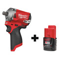 Milwaukee Tool Impact Wrench, Bare Tool, Battery, 12VDC 2555P-20, 48-11-2420