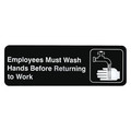 Tablecraft Compliant Plst Sign, Must Wsh Hnds, 3"X9", 394530 394530