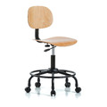 Blue Ridge Ergonomics Chair, Wood, Med Bench, RT Casters BR-WMBCH-RT-RC