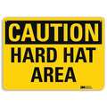 Lyle Safety Sign, Hard Hat Area, Aluminum, Horizontal Rectangle, 10 in x 14 in Size, Mounting Holes U4-1357-RA_14X10