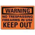 Lyle Admittance Sign, Firearms In Use, 10 in. W U6-1180-RD_10X7