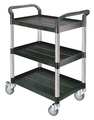 Zoro Select Dual-Handle Utility Cart with Lipped Plastic Shelves, (2) Raised, 3 Shelves, 300 lb 35KT25