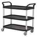 Zoro Select Utility Cart with Deep Lipped Plastic Shelves, Polypropylene/Fiber Glass (Shelf)/Aluminum (Leg) 35KT27