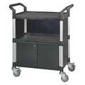 Zoro Select Enclosed Service Cart, Fiber Glass/Polypropylene, 3 Shelves, 400 lb 35KT33