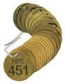 Brady Number Tag, Brass, 3/16in. Hole, PK25 44738