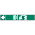 Brady Pipe Marker, Hot Water, Wht Leg., 1inHx8inW 109221