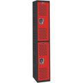 Hallowell Wardrobe Locker, 12 in W, 18 in D, 72 in H, (1) Wide, (2) Tier, Red/Black AWA282-2MR