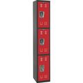 Hallowell Wardrobe Locker, 12 in W, 18 in D, 72 in H, (1) Wide, (3) Openings, Red/Black U1282-3MR