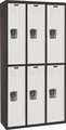 Hallowell Wardrobe Locker, 36 in W, 18 in D, 72 in H, (2) Tier, (3) Wide, Light Gray/Black U3282-2MP