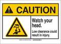 Brady Caution Sign, 7 in Height, 10 in Width, Polyester, Rectangle, English 144109