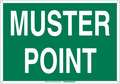 Brady Emergency Sign, Muster Point, White/Green 139620