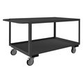 Zoro Select Utility Cart with Lipped & Flush Metal Shelves, Steel, Flat, 2 Shelves, 1,200 lb RSC-304830-2-TLD-5PO-95