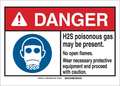 Brady Danger Sign, H2S Poison Gas, B-401, 10"H 145067