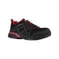 Reebok Athletic Work Shoes, Black/Red, 8-1/2W, PR RB1061