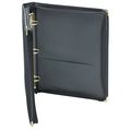 Zoro Select 1-1/2" Round Ring Binder Portfolio, Black, Cover Type: Plain SAM15250