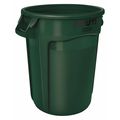 Rubbermaid Commercial 32 gal Round Trash Can, Green, 22 in Dia, Open Top, Polyethylene FG263200DGRN