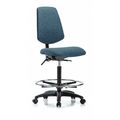 Blue Ridge Ergonomics Fab Hi Bench Chair, Med, Bk, CF, Cast, Blu, Backrest: Adjustable Backrest with Lumbar Support BR-FHBCH-MB-RG-T1-A0-CF-RC-F43