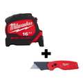 Milwaukee Tool Tape Measure, SAE, Blade 16 ft. L 48-22-0216, 48-22-1500