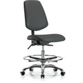 Blue Ridge Ergonomics Bench Chair, Vinyl, Med, Bk, CF, Cast, Gry, Arm Style: No Arms BR-VMBCH-MB-CR-T1-A0-CF-CC-8605