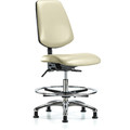 Blue Ridge Ergonomics Bench Chair, Vinyl, Med, Bk, CF, Glds, Wht, Weight Capacity: 300 lb. BR-VMBCH-MB-CR-T1-A0-CF-RG-8501