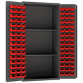 Durham Mfg Heavy Duty Pegboard Bin Cabinet, Shelving, 72 in H, 36 in W, 24 in D, 96 Bins, 2 Shelves 3501-DLP-PB-96-2S-1795