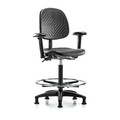 Blue Ridge Ergonomics Bench Chair, Hi, Poly, Med, Bk, AA CF Glides BR-PHBCH-MB-RG-T0-A1-CF-RG