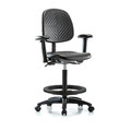 Blue Ridge Ergonomics Bench Chair, Hi, Poly, Med, Bk, AA BF Casters BR-PHBCH-MB-RG-T0-A1-BF-RC