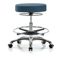 Blue Ridge Ergonomics Bench Stool, Med, Fabric, Chrom, CF, Cstr, Blu BR-FMBSO-CR-CF-CC-F43