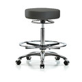 Blue Ridge Ergonomics Bench Stool, Hi, Chrm, Vin, CF, Castrs, Gry BR-VHBSO-CR-CF-CC-8605