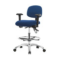 Blue Ridge Ergonomics Fabric Medium Bench Chair, 21-1/2" to 29", Adjustable Arms, Blue BR-ESD-FMBCH-CR-T0-A1-CF-EC-ESDBLU