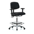 Blue Ridge Ergonomics Vinyl Medium Bench Chair, 26-1/4" to 36", Adjustable Arms, Black BR-ESD-VHBCH-CR-T1-A1-CF-EC-ESDBLK