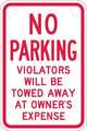 Lyle Tow Zone No Parking Sign, 18" x 12, T1-1057-HI_12x18 T1-1057-HI_12x18